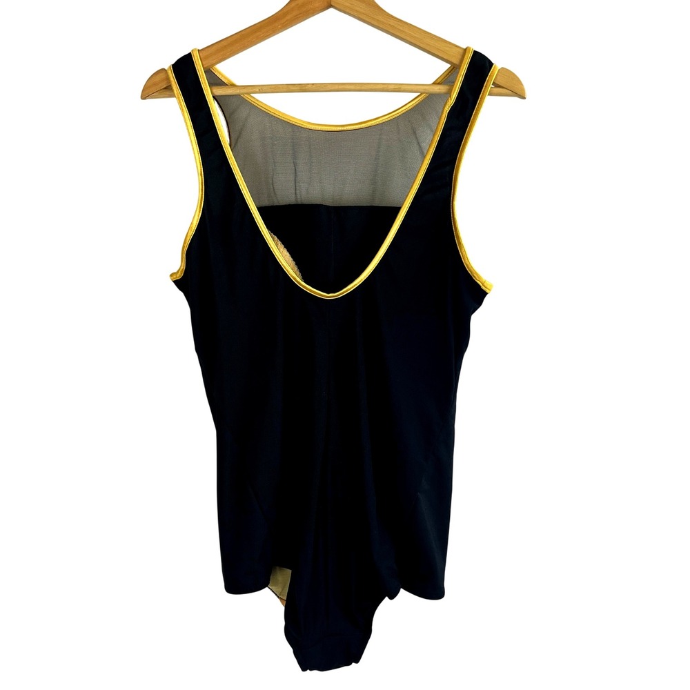 NWOT Maxine of Hollywood Chain Detail Swimsuit 22 Black Gold One Piece Mob Wife - Picture 3 of 9